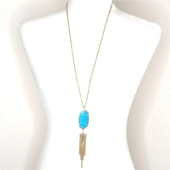 Retired Kendra Scott Rayne Gold Sea Green/Blue Necklace - Picture 1 of 7